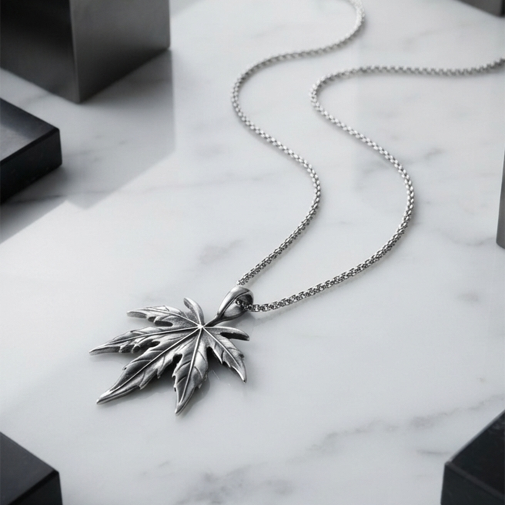 The99Jewel Designer silver-toned maple leaf Chain Pendant