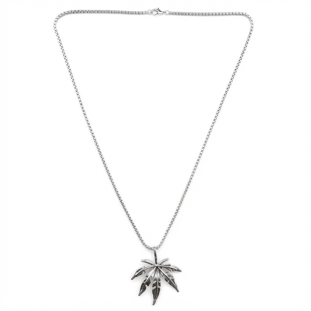 The99Jewel Designer silver-toned maple leaf Chain Pendant