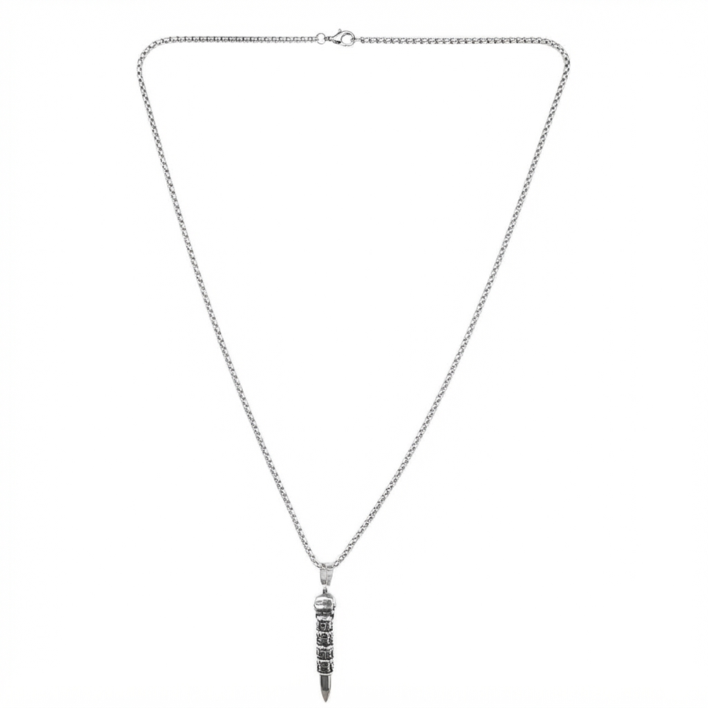 The99Jewel Premium silver-plated stainless steel bullet Chain Pendant For Men
