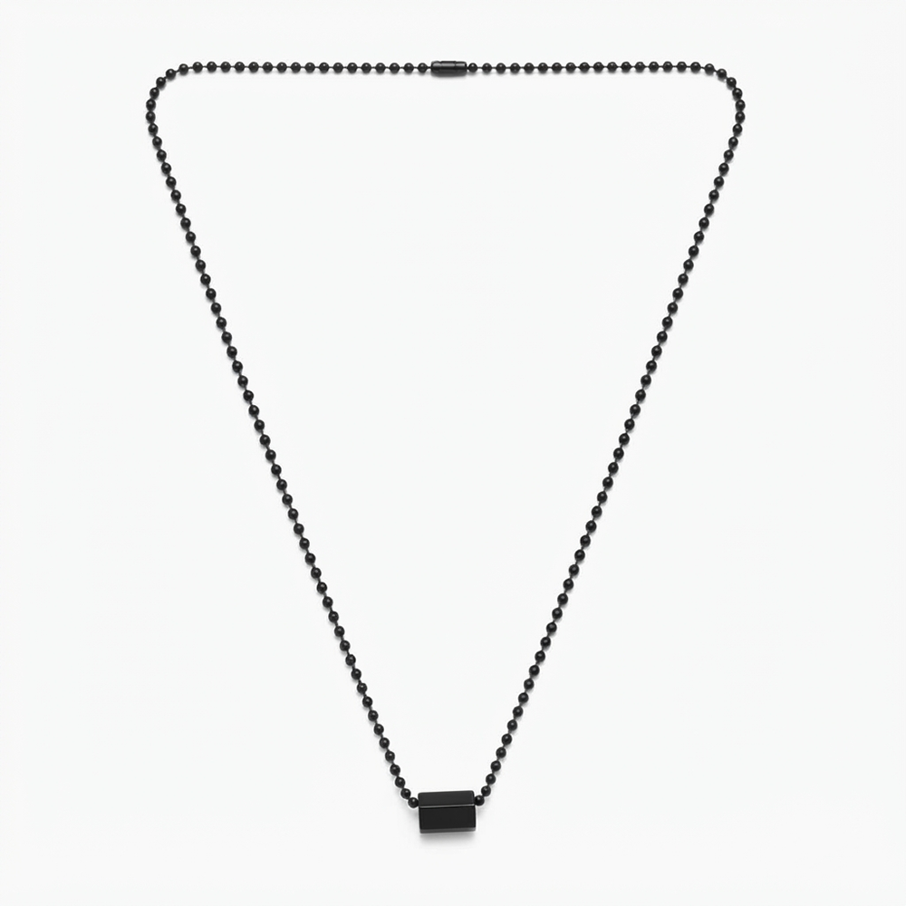 The99Jewel Geometric Black Hexagonal Bar Pendant Chain for Men