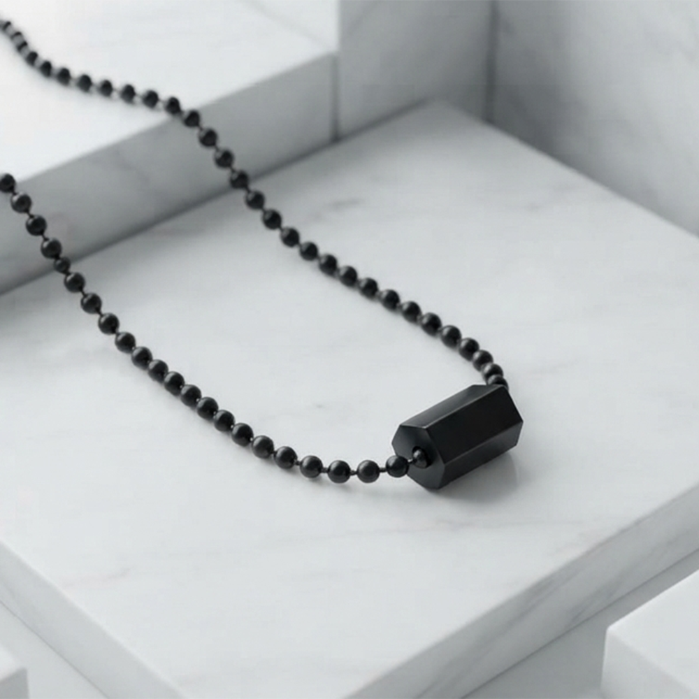 The99Jewel Geometric Black Hexagonal Bar Pendant Chain for Men