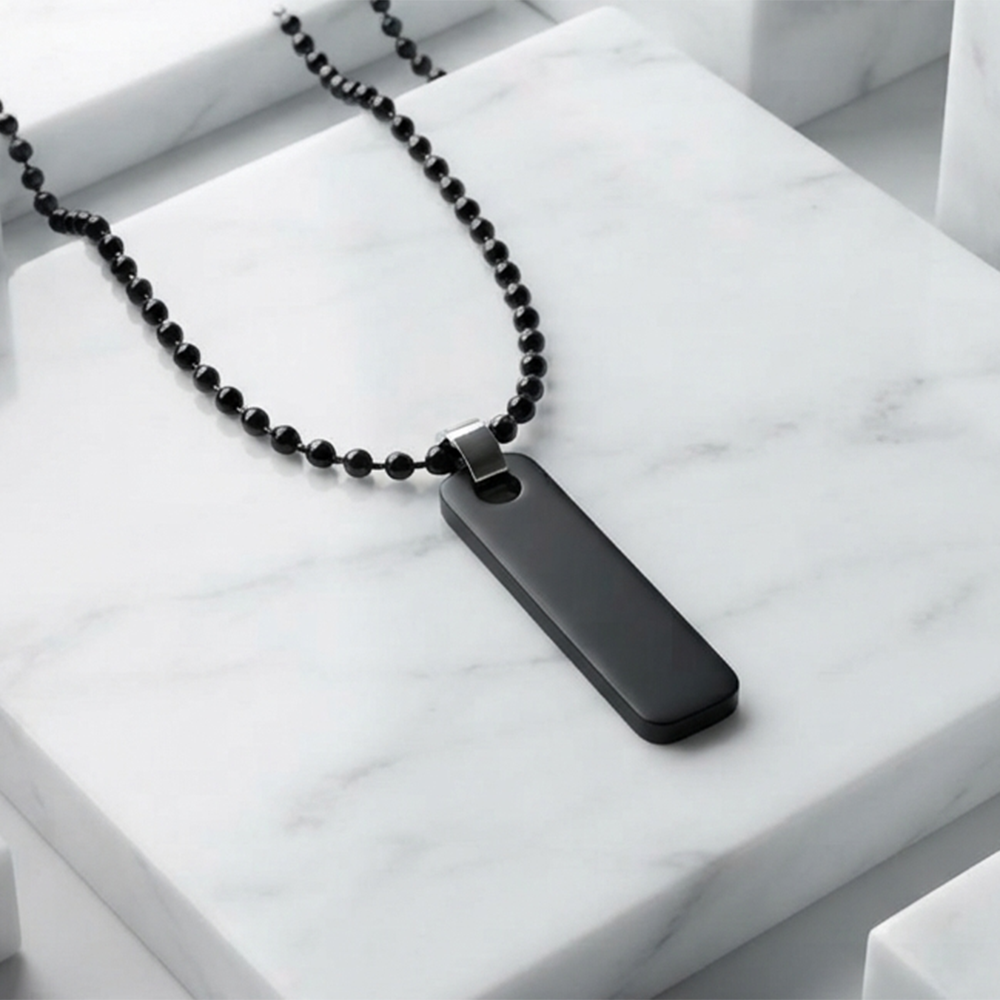 The99Jewel Contemporary Black  Tag Pendant for Mens
