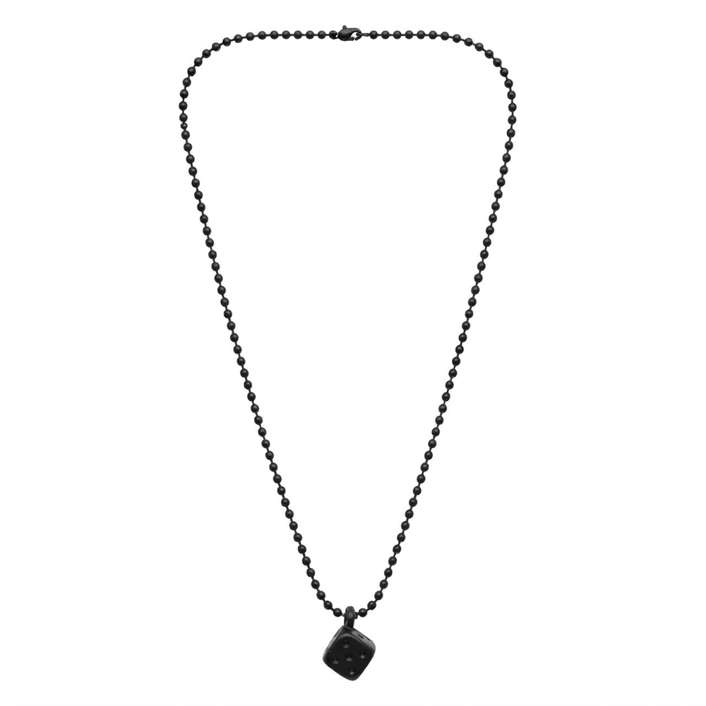 The99Jewel Lucky Black Dice Chain Pendant Necklace for Men
