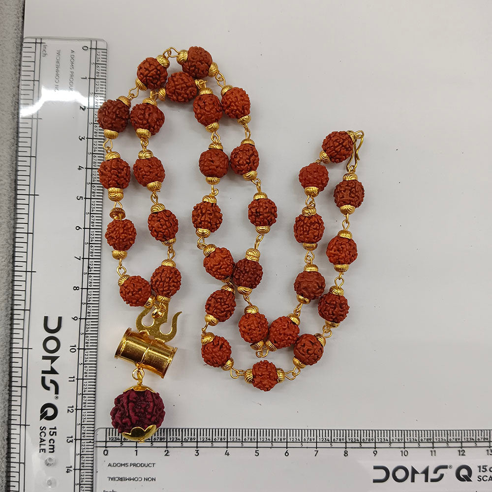 The99Jewel Rudraksha Beads with Trishul and Damru Pendant for Men