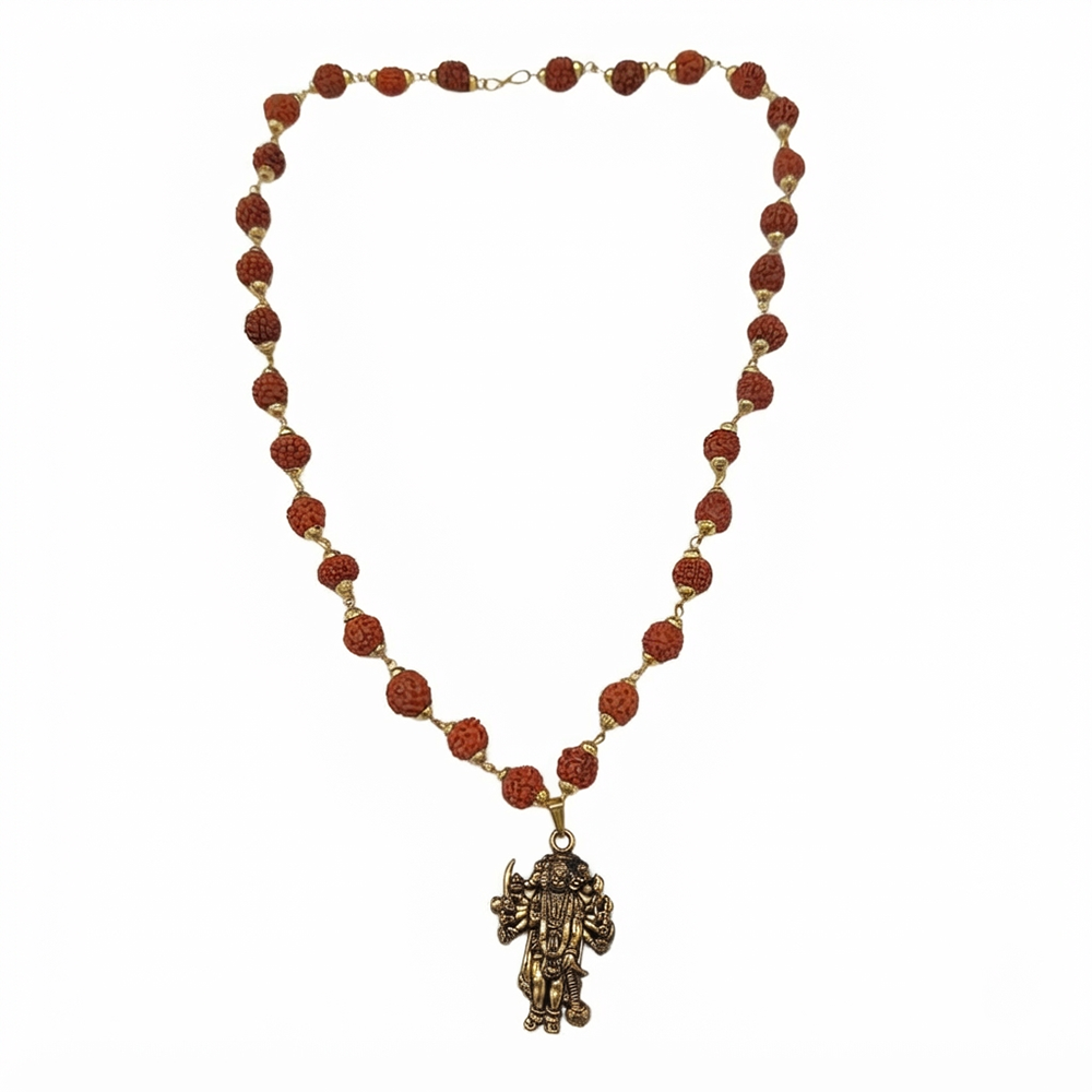 The99Jewel Rudraksha Beads with PanchMukhi Hanuman Pendant for Men