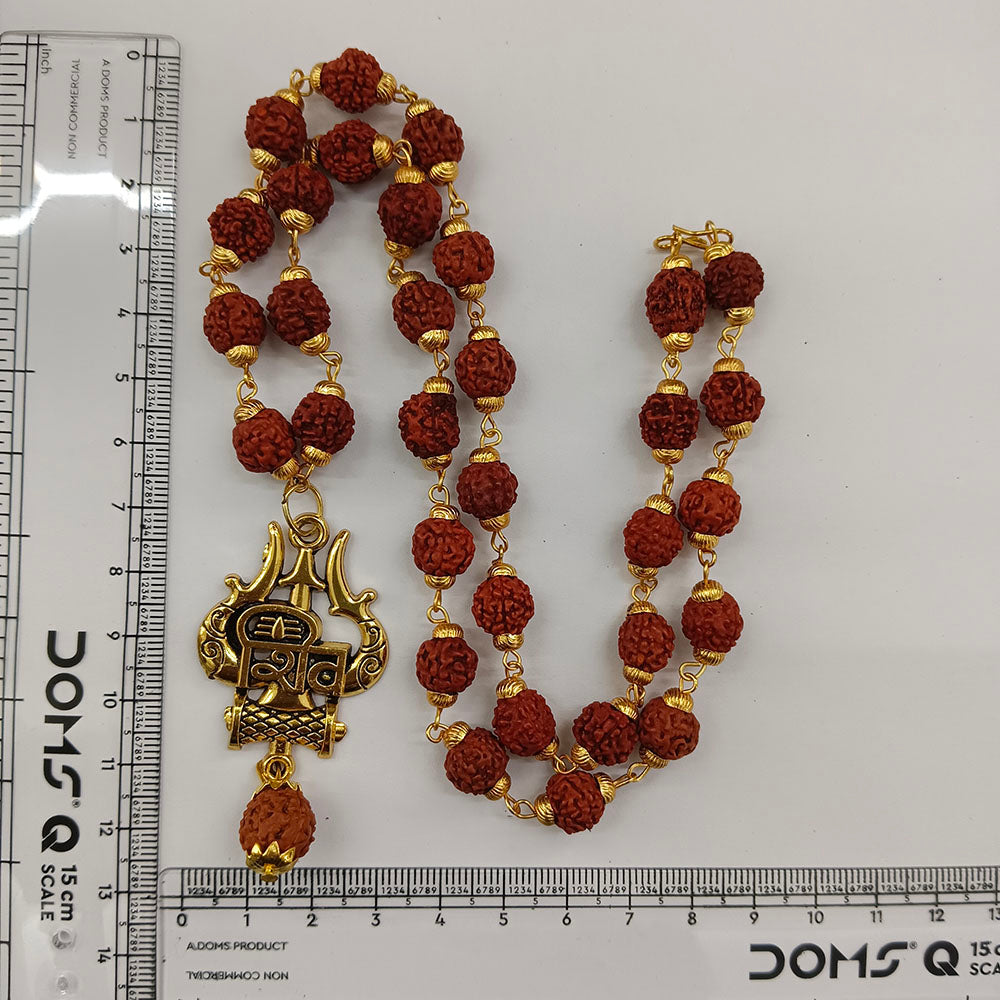 The99Jewel Rudraksha Beads with Trishul and Damru Pendant for Men