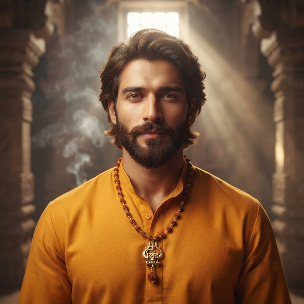 The99Jewel Rudraksha Beads with Trishul and Damru Pendant for Men
