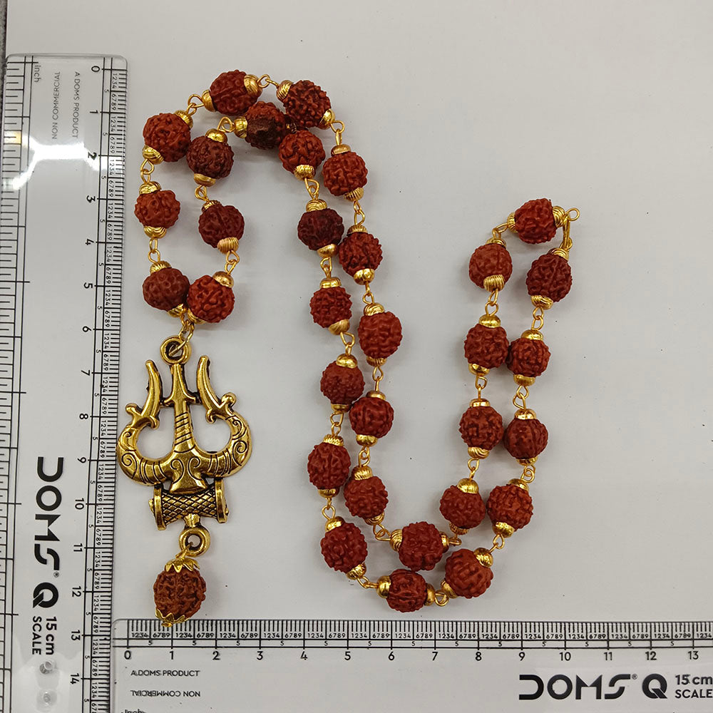 The99Jewel Rudraksha Beads with Trishul and Damru Pendant for Men