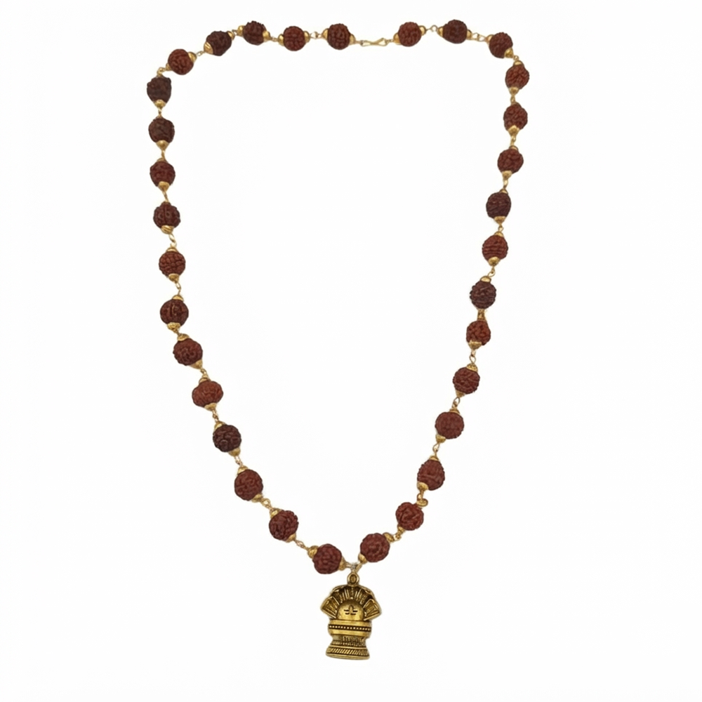 The99Jewel Rudraksha Beads with Shivling and Sheshnag Pendant for Men