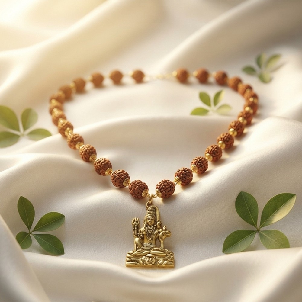 The99Jewel Rudraksha Beads with Lord Shiva Pendant for Men