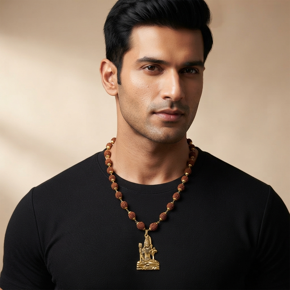 The99Jewel Rudraksha Beads with Lord Shiva Pendant for Men