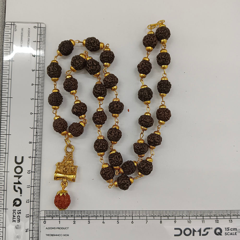 The99Jewel Rudraksha Beads with OM and Damru Pendant for Men