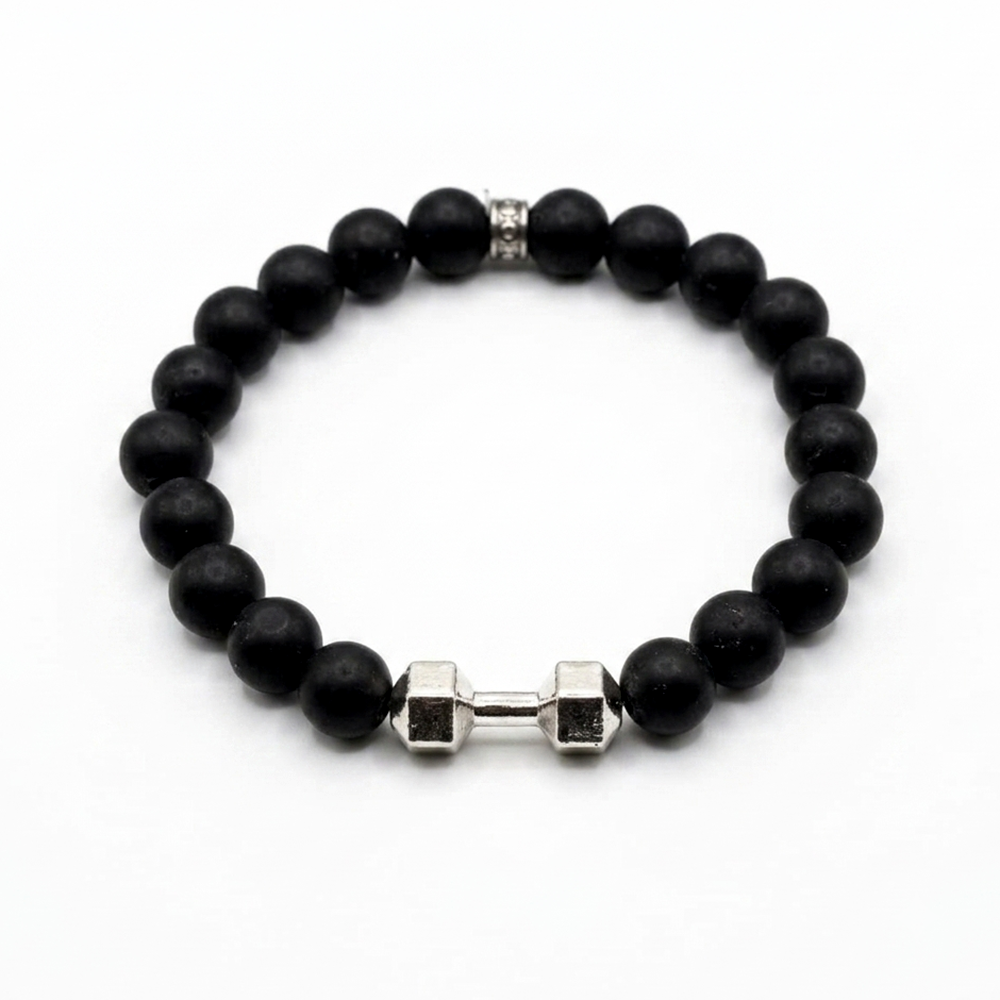 The99Jewel Premium Matte Stone Bracelet with Dumbbell Charm