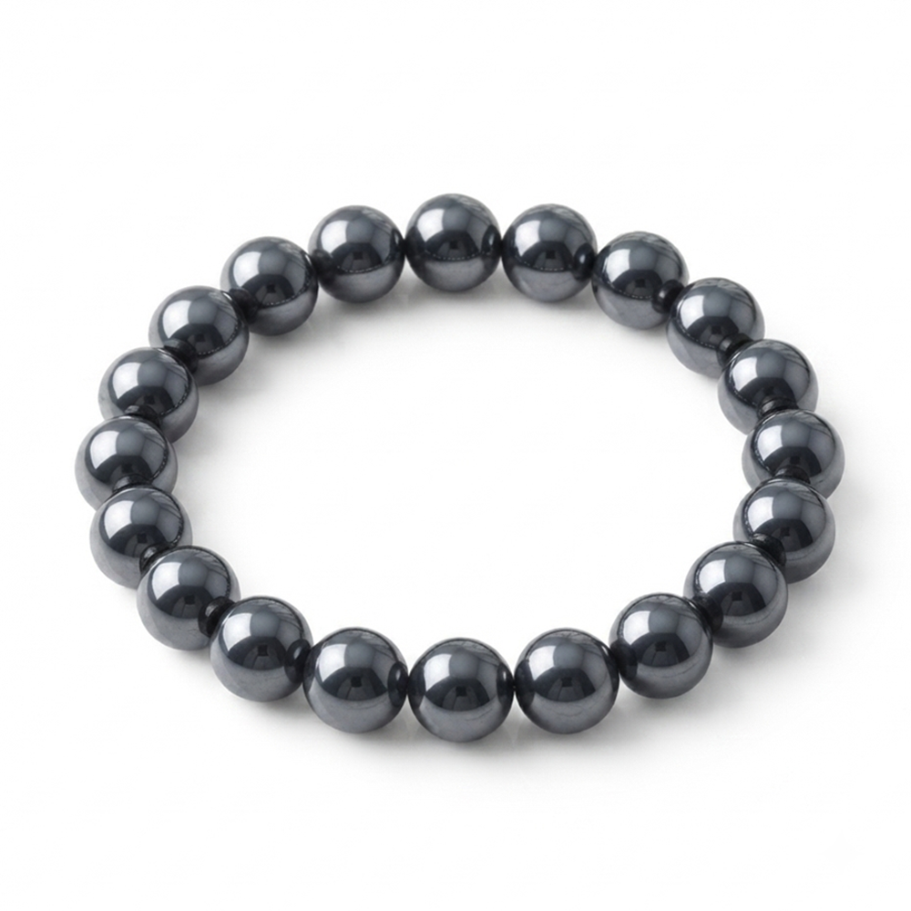 The99Jewel Natural Hematite Beads Stretch Bracelet for Men & Women