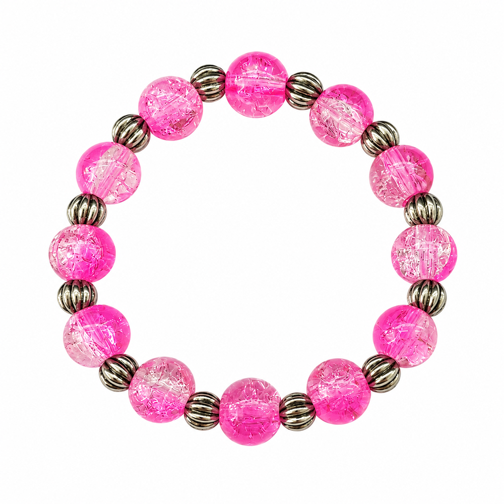 The99Jewel Glimmer Crackle Glass Beads Bracelet with Silver Spacer Beads for Women