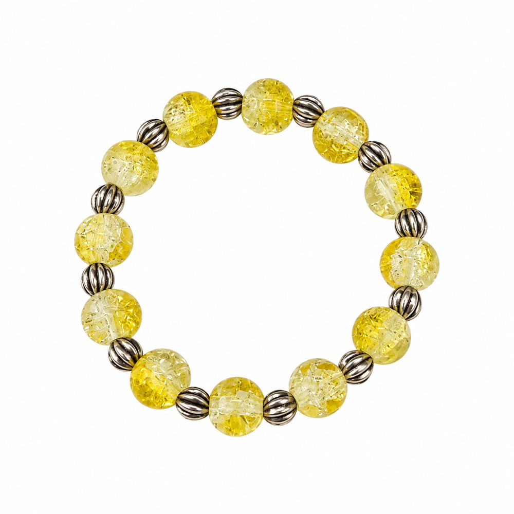 The99Jewel Glimmer Crackle Glass Beads Bracelet with Silver Spacer Beads for Women