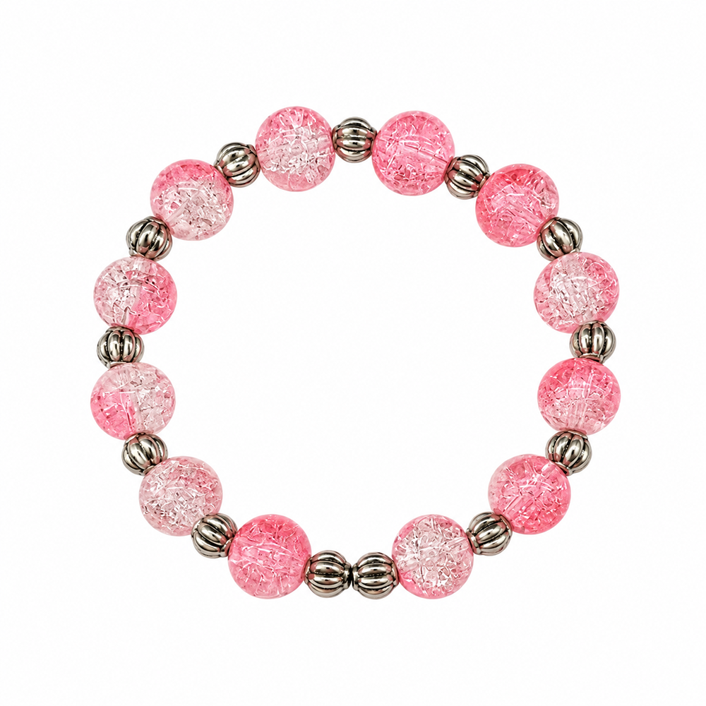The99Jewel Glimmer Crackle Glass Beads Bracelet with Silver Spacer Beads for Women