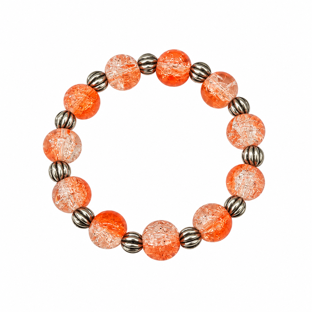 The99Jewel Glimmer Crackle Glass Beads Bracelet with Silver Spacer Beads for Women