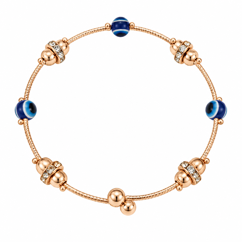 The99Jewel Rose Gold Tone Round Shape Evil Eye Adjustable Bracelet for Women