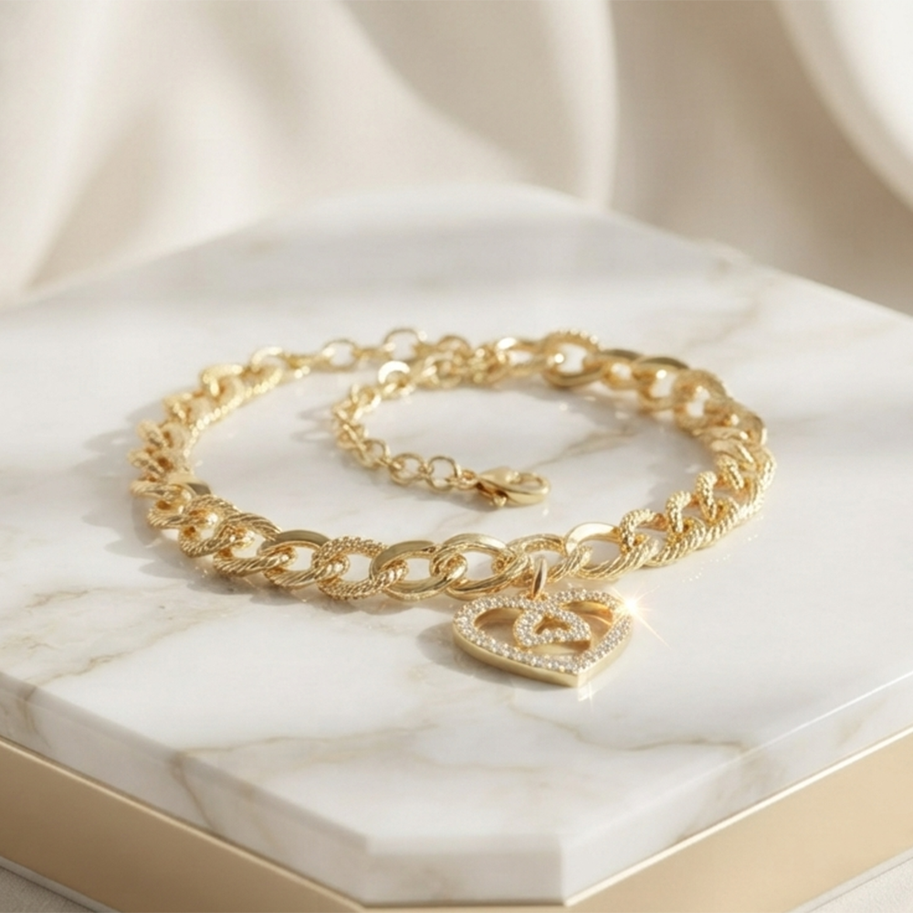 The99Jewel Graceful Gold Plated Austrian Stone Adjustable Bracelet with Butterfly Shape Charm