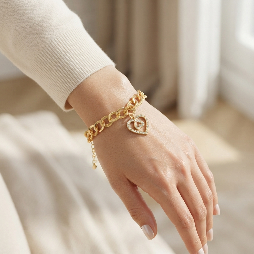 The99Jewel Graceful Gold Plated Austrian Stone Adjustable Bracelet with Butterfly Shape Charm