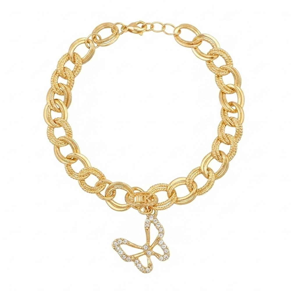 The99Jewel Graceful Gold Plated Austrian Stone Adjustable Bracelet with Butterfly Shape Charm