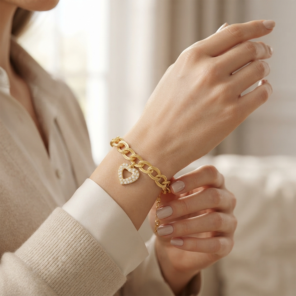 The99Jewel Graceful Gold Plated Austrian Stone Adjustable Bracelet with Butterfly Shape Charm