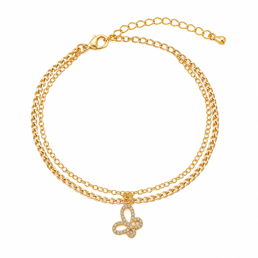 The99Jewel Graceful Gold Plated Austrian Stone Adjustable Bracelet with Butterfly Shape Charm