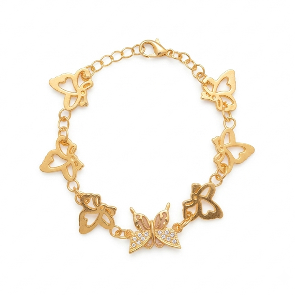 The99Jewel Graceful Gold Plated Austrian Stone Adjustable Bracelet with Butterfly Shape Charm