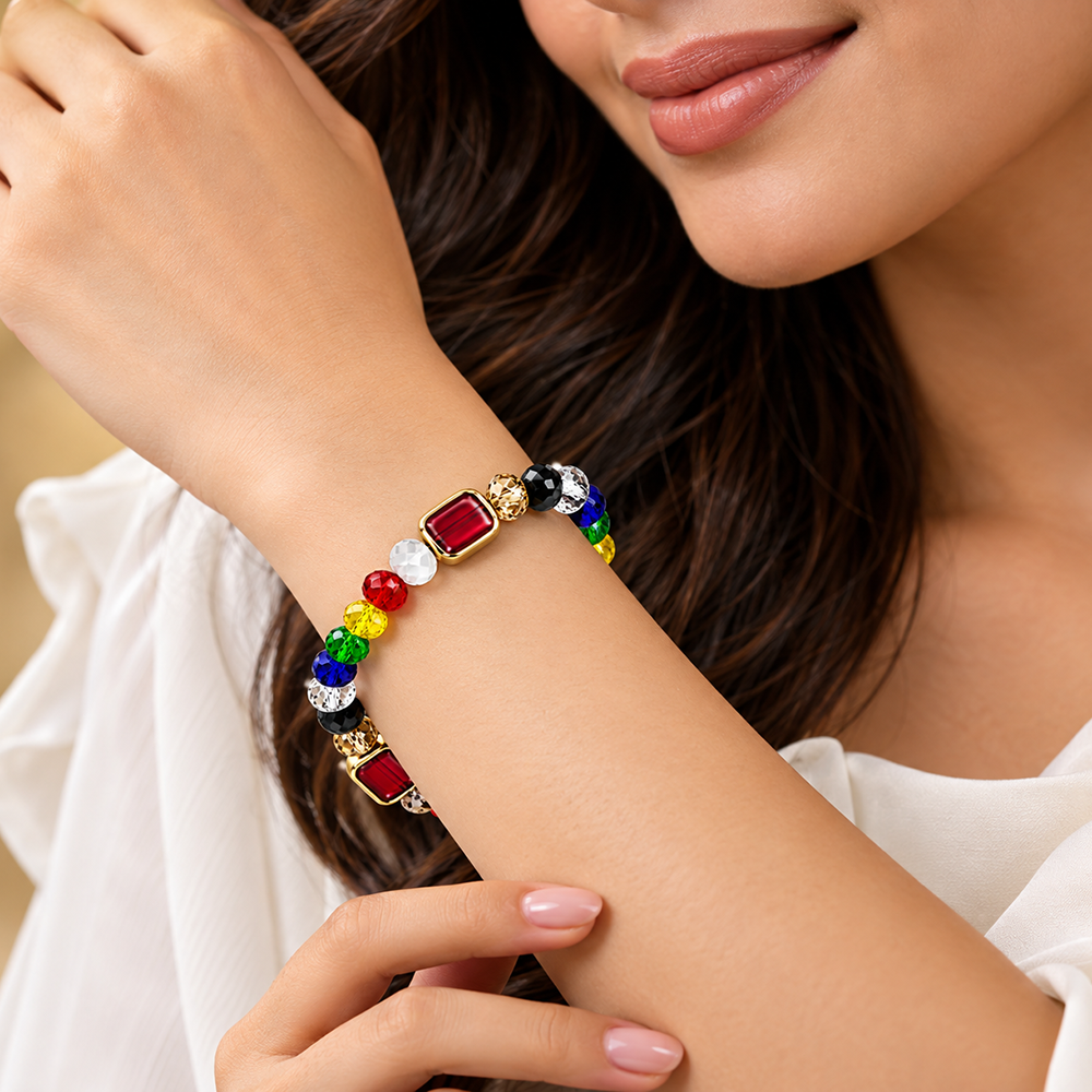 The99Jewel Colourful Beads Bracelet with Charm Stylish Fashion Accessory Men's & Women