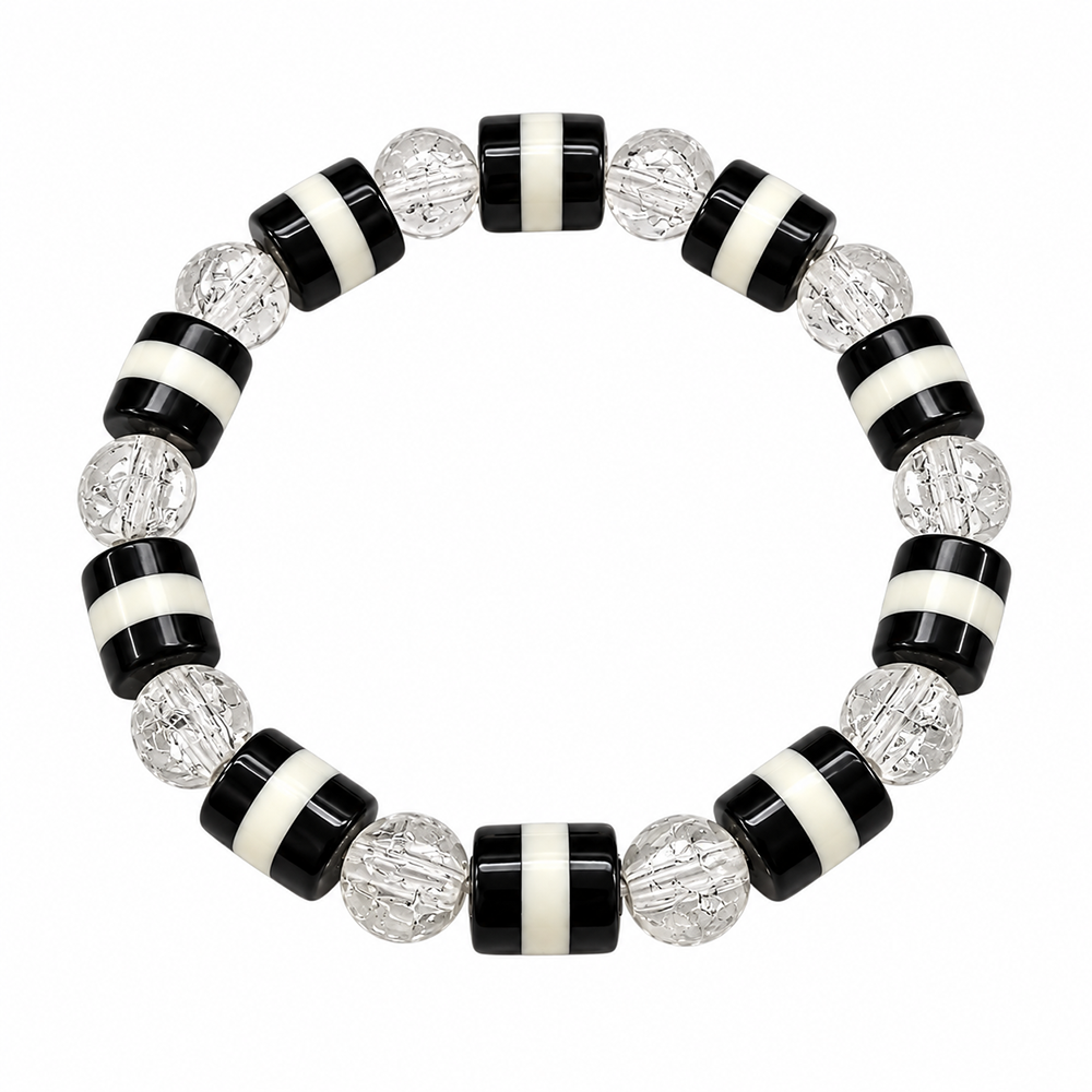 The99Jewel Trendy Black And White Beads Bracelet for Women & Men's