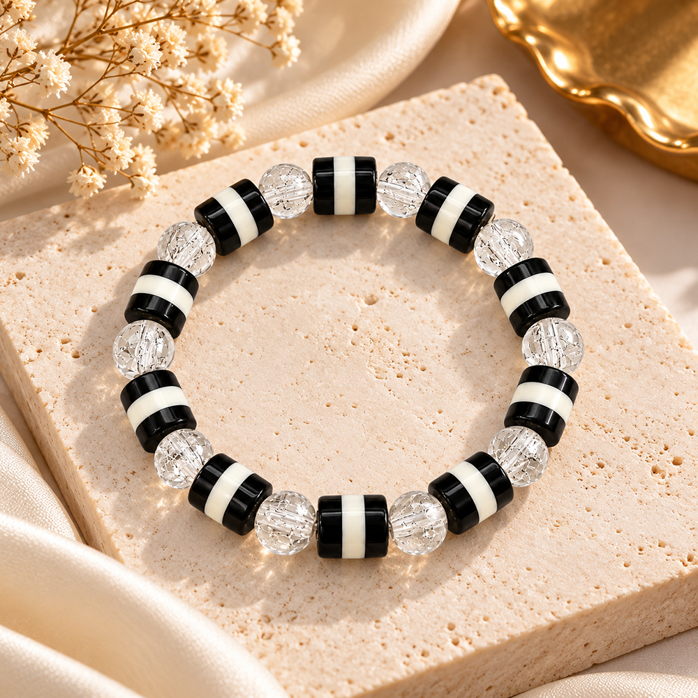 The99Jewel Trendy Black And White Beads Bracelet for Women & Men's