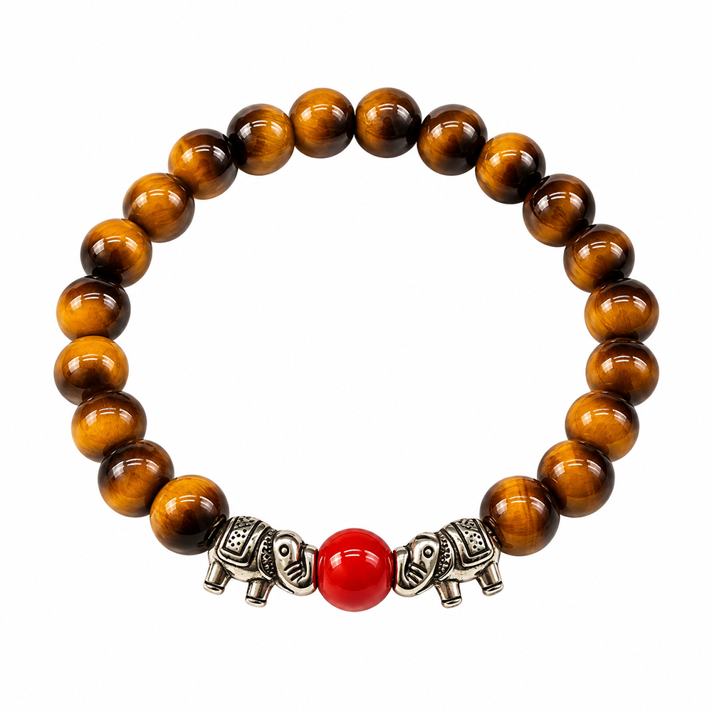The99Jewel Trendy Tiger Beads Bracelet with Elephant Charms for Women & Men's