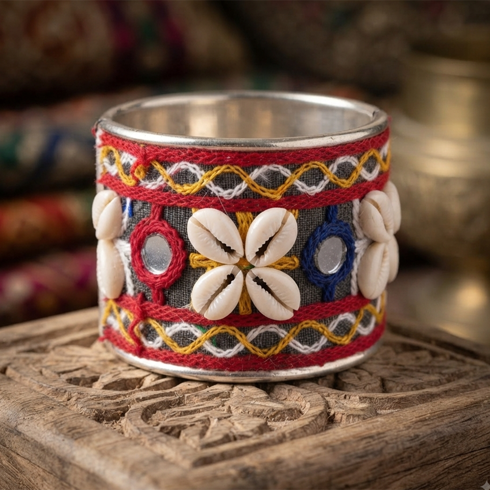 The99Jewel Navratri Shell Bracelet Kada with Ghungroo Traditional Jewellery for Women