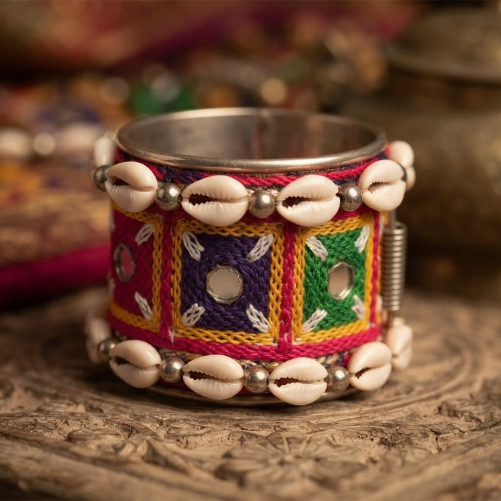 The99Jewel Navratri Shell Bracelet Kada with Ghungroo Traditional Jewellery for Women