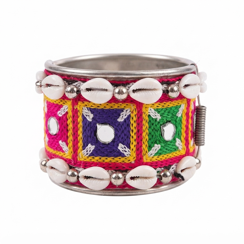 The99Jewel Navratri Shell Bracelet Kada with Ghungroo Traditional Jewellery for Women