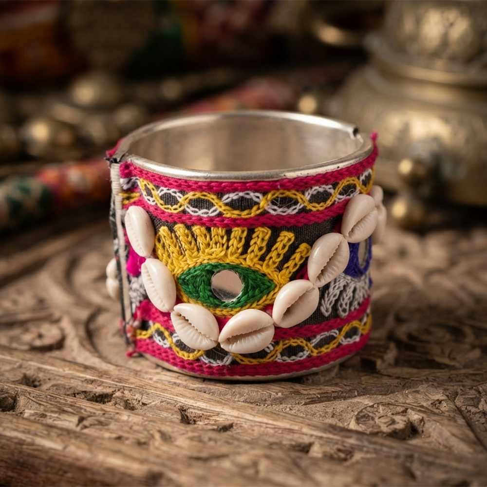 The99Jewel Navratri Shell Bracelet Kada with Ghungroo Traditional Jewellery for Women