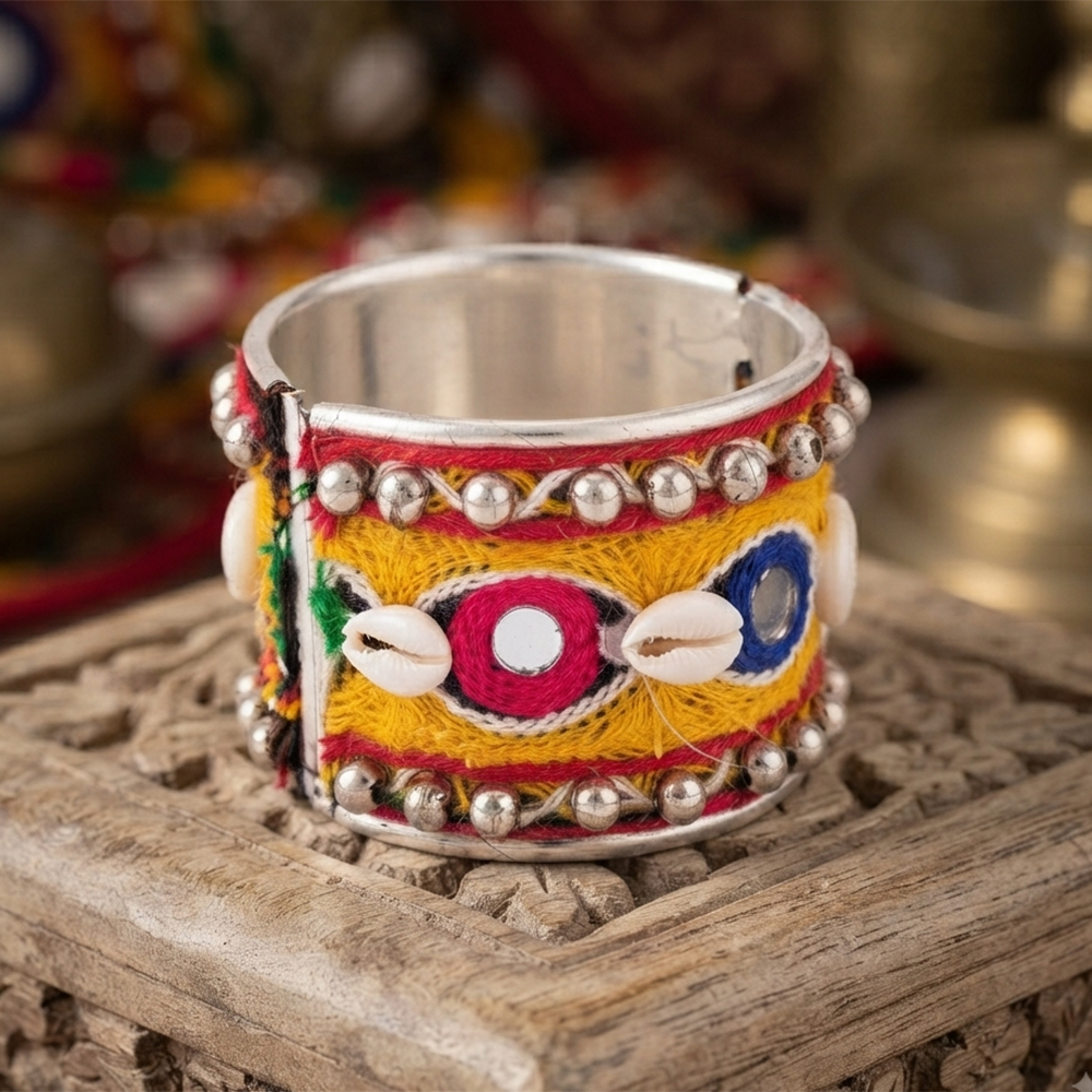 The99Jewel Navratri Shell Bracelet Kada with Ghungroo Traditional Jewellery for Women