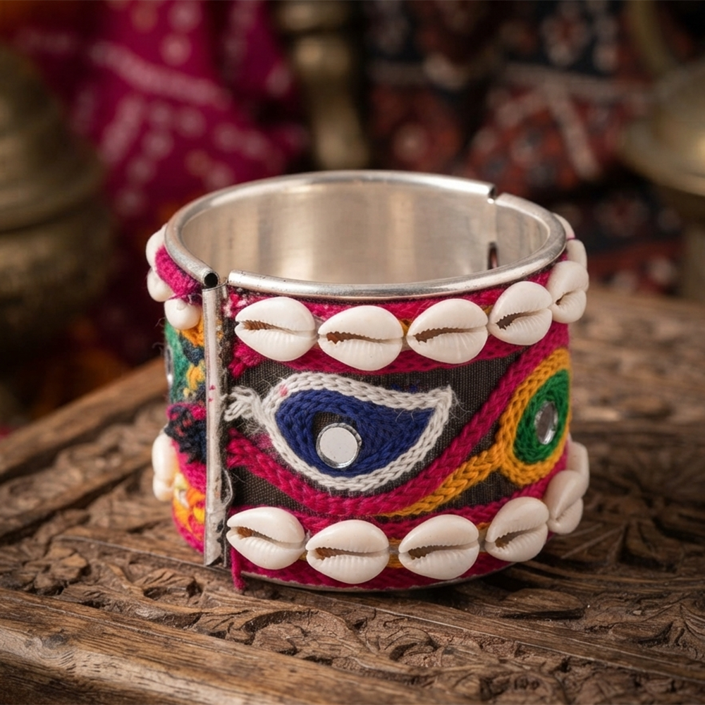 The99Jewel Navratri Shell Bracelet Kada with Ghungroo Traditional Jewellery for Women