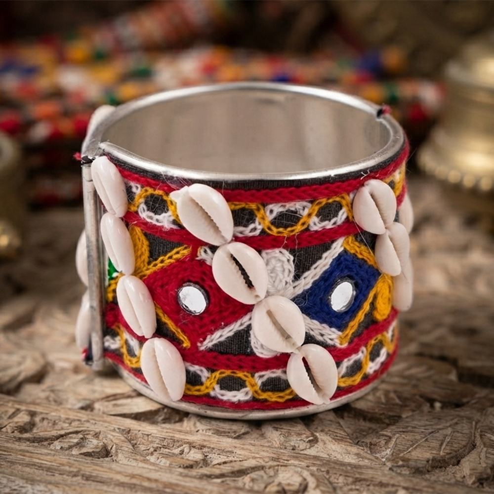 The99Jewel Navratri Shell Bracelet Kada with Ghungroo Traditional Jewellery for Women