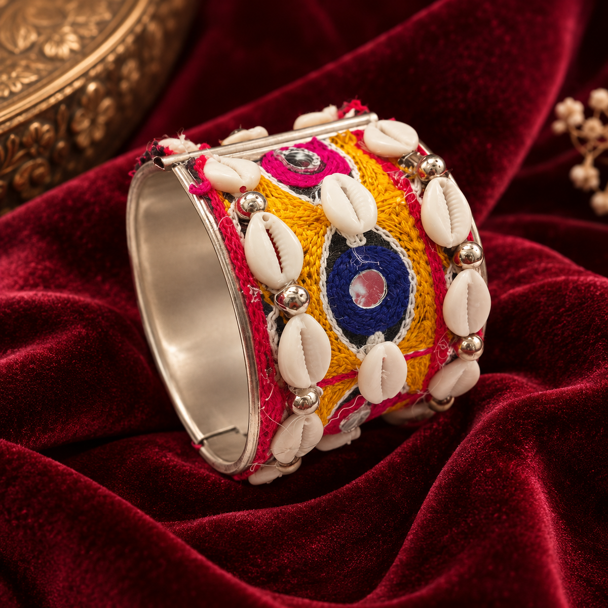 The99Jewel Navratri Shell and Gunghroo Bracelet Kada Traditional Jewellery for Women