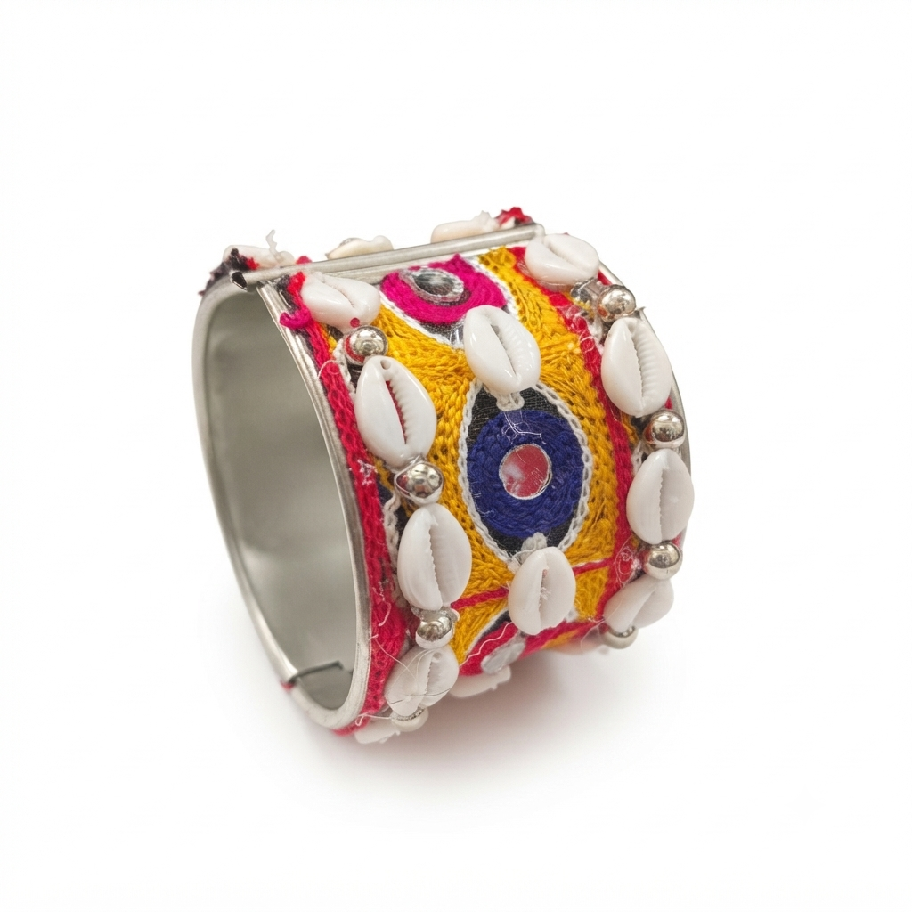 The99Jewel Navratri Shell and Gunghroo Bracelet Kada Traditional Jewellery for Women