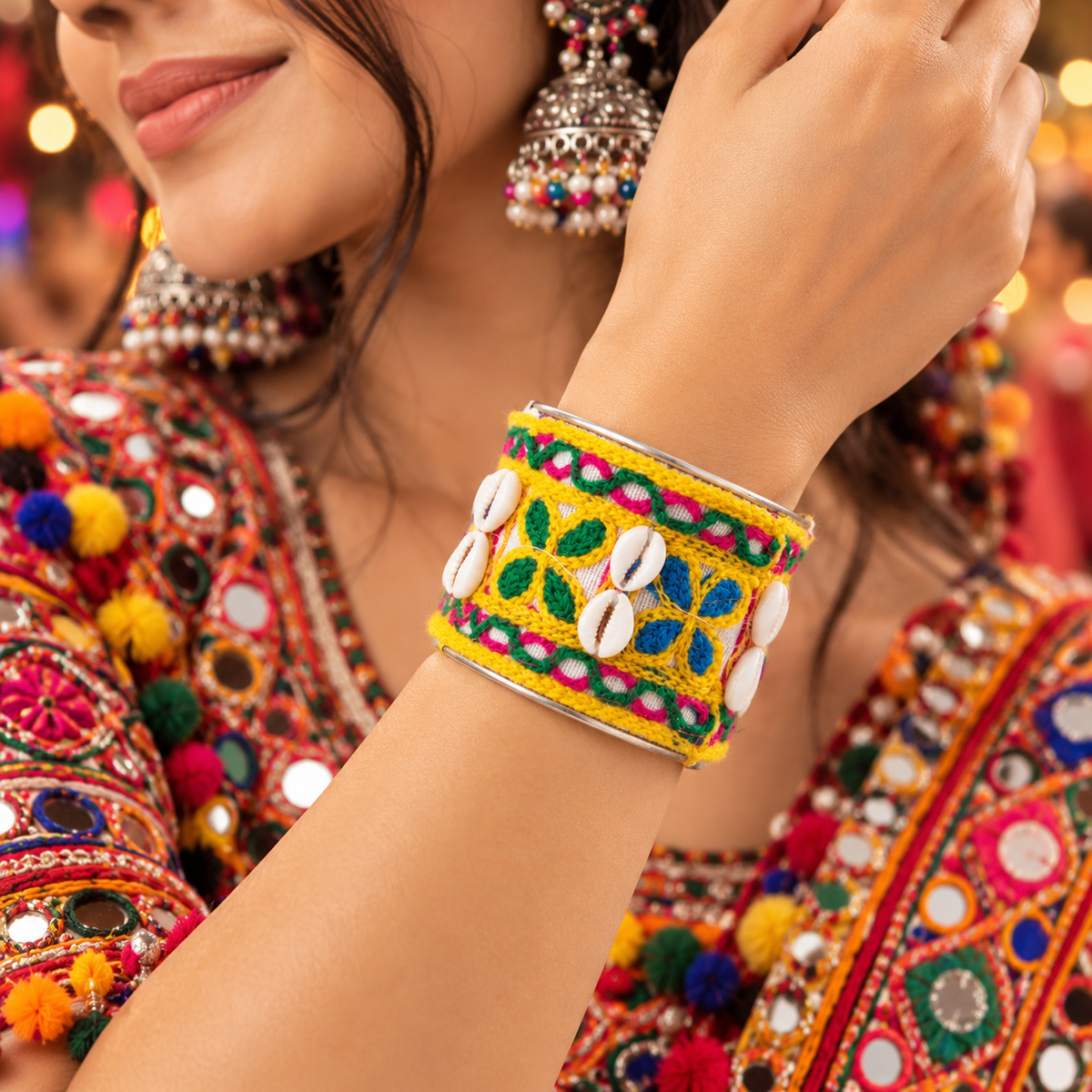The99Jewel Navratri Shell Bracelet Kada Traditional Jewellery for Women