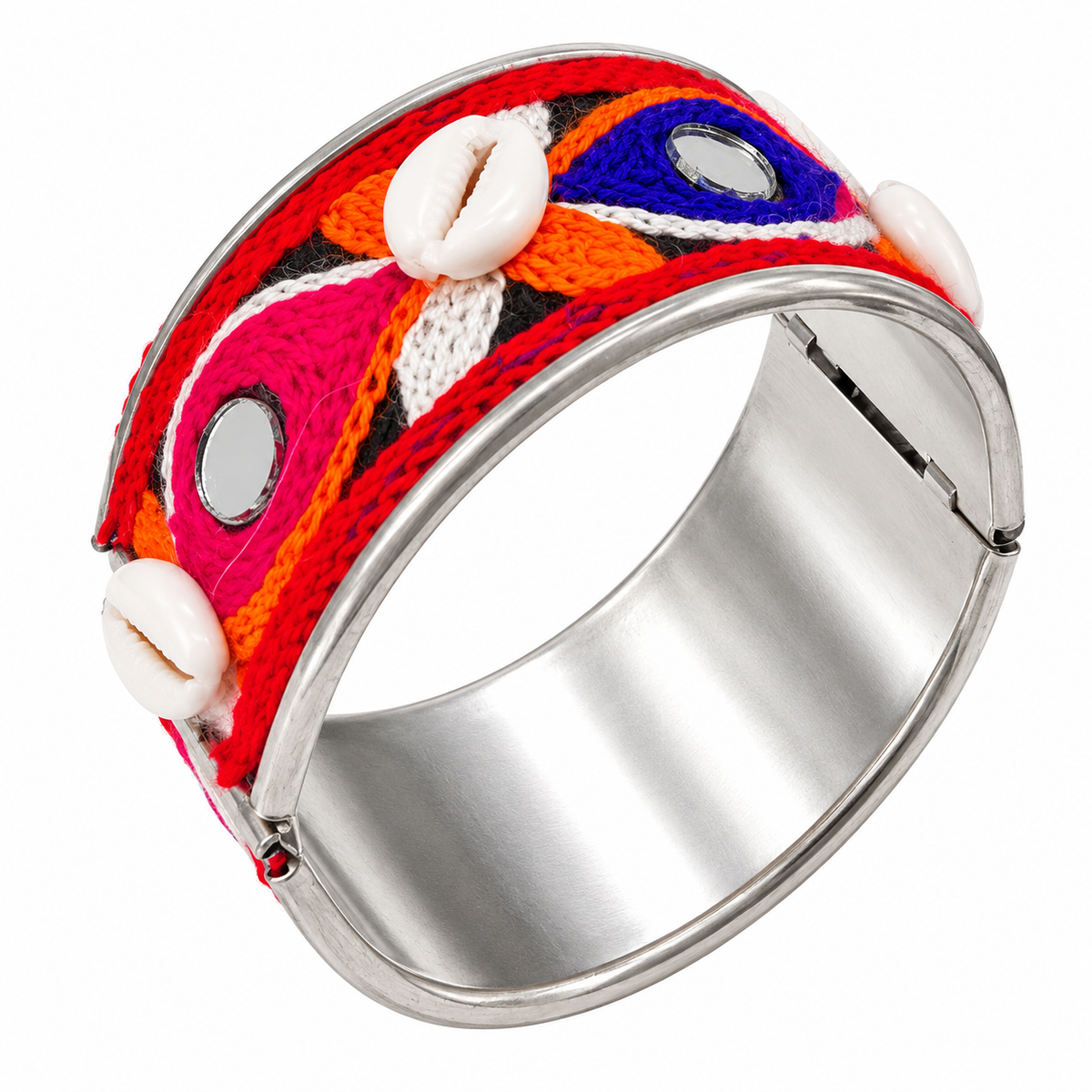 The99Jewel Colourful Navratri Shell & Mirror Work Traditional Kada Bracelet