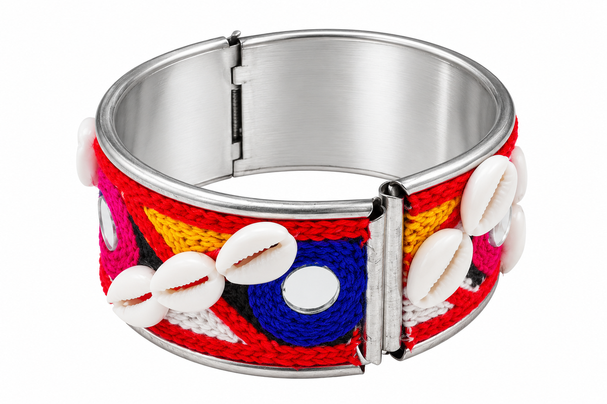 The99Jewel Colourful Navratri Shell & Mirror Work Traditional Kada Bracelet