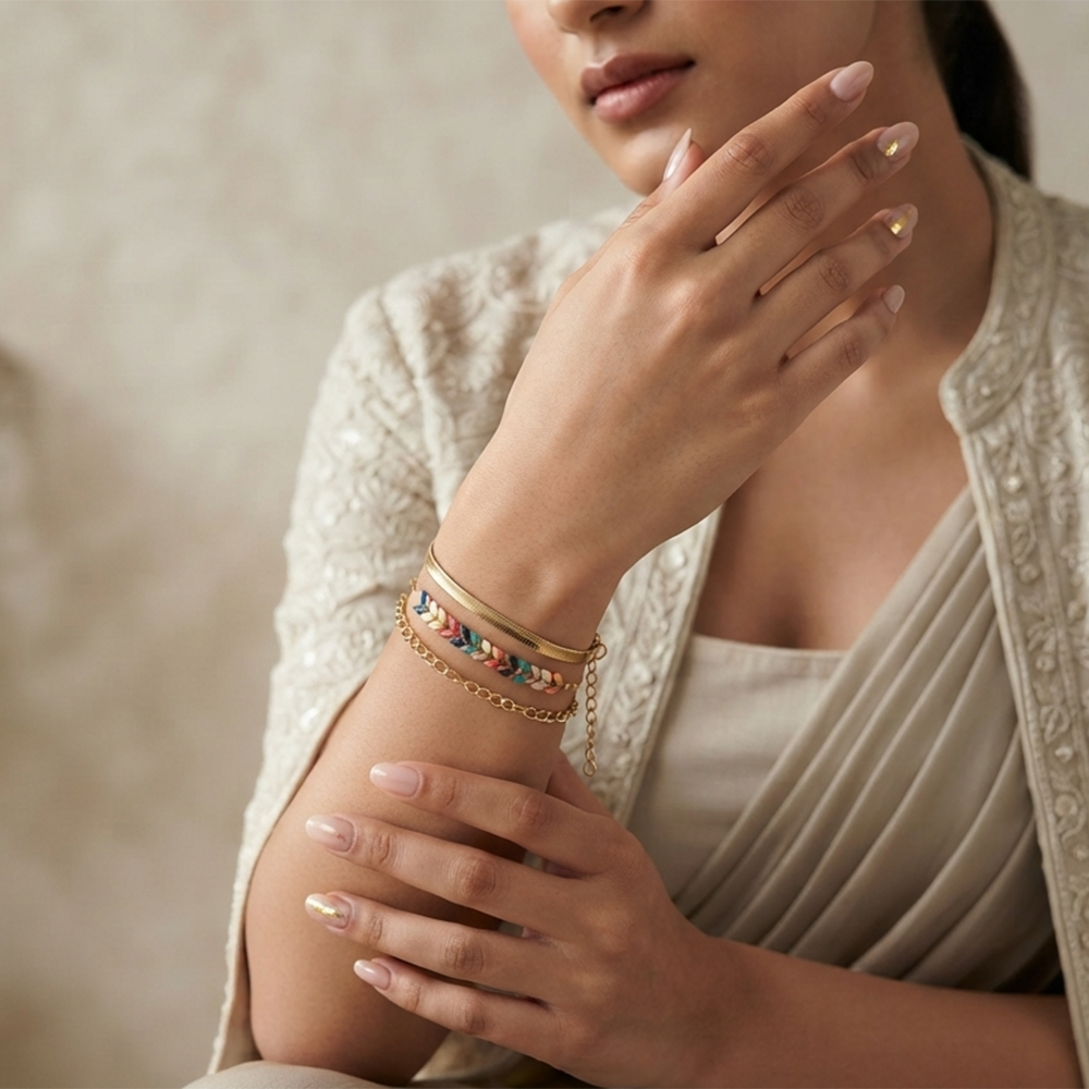 The99Jewel Gold Plated Multi Layered Snake Chain Bracelet Combo