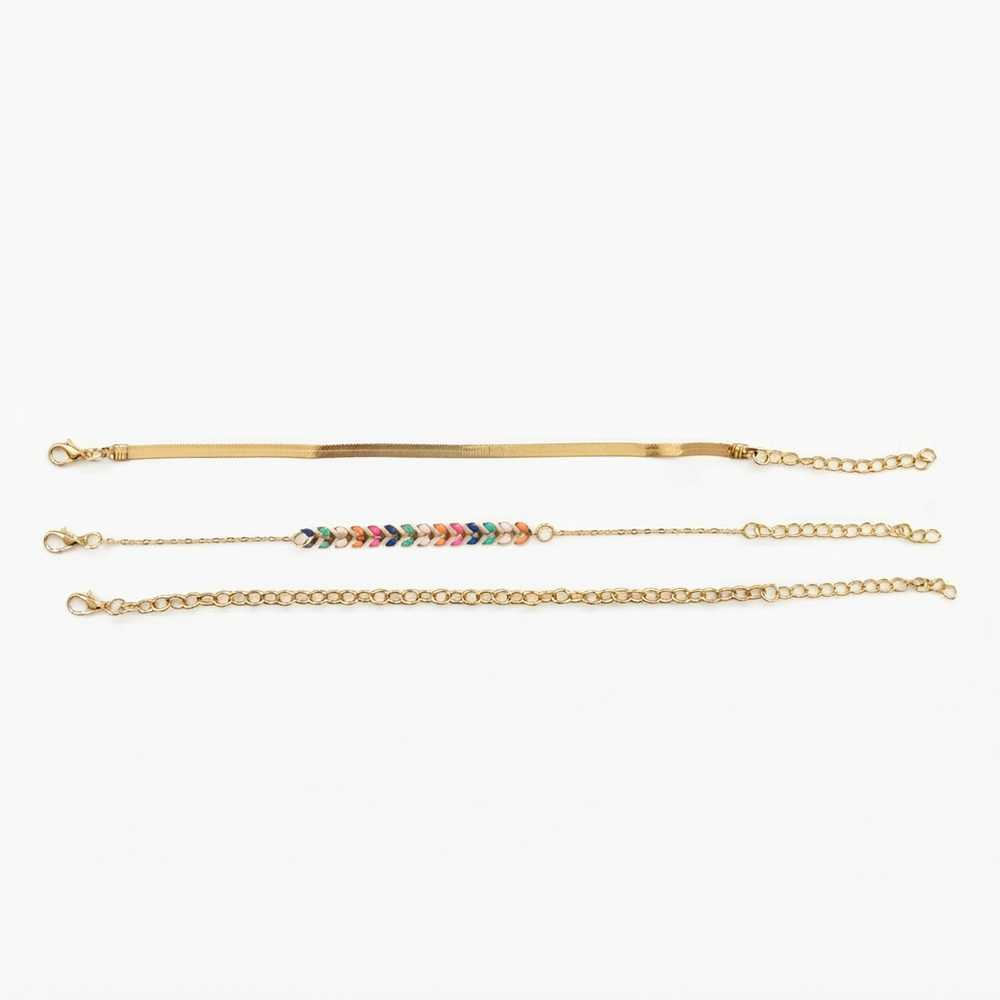 The99Jewel Gold Plated Multi Layered Snake Chain Bracelet Combo