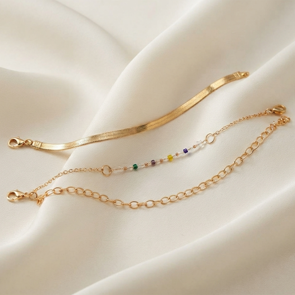 The99Jewel Gold Plated Multi Layered Snake Chain Bracelet Combo