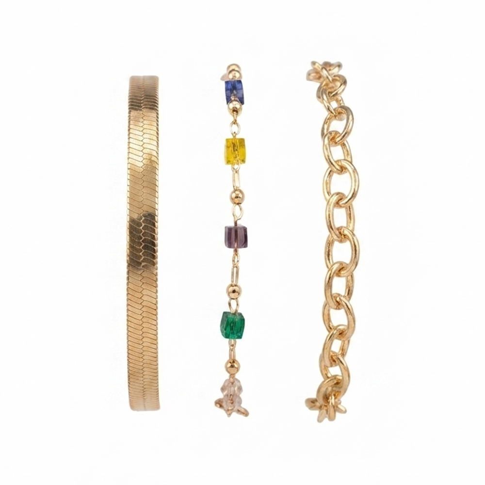 The99Jewel Gold Plated Multi Layered Snake Chain Bracelet Combo