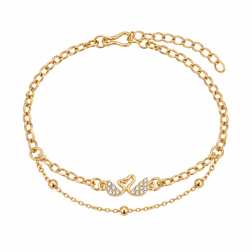 The99Jewel Rose Gold Plated Austrian Stone Swan Charm Adjustable Chain Bracelet